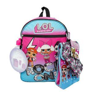 5 Pieces LOL Surprise! Backpack Set Water bottle, Utility case, Snack tote